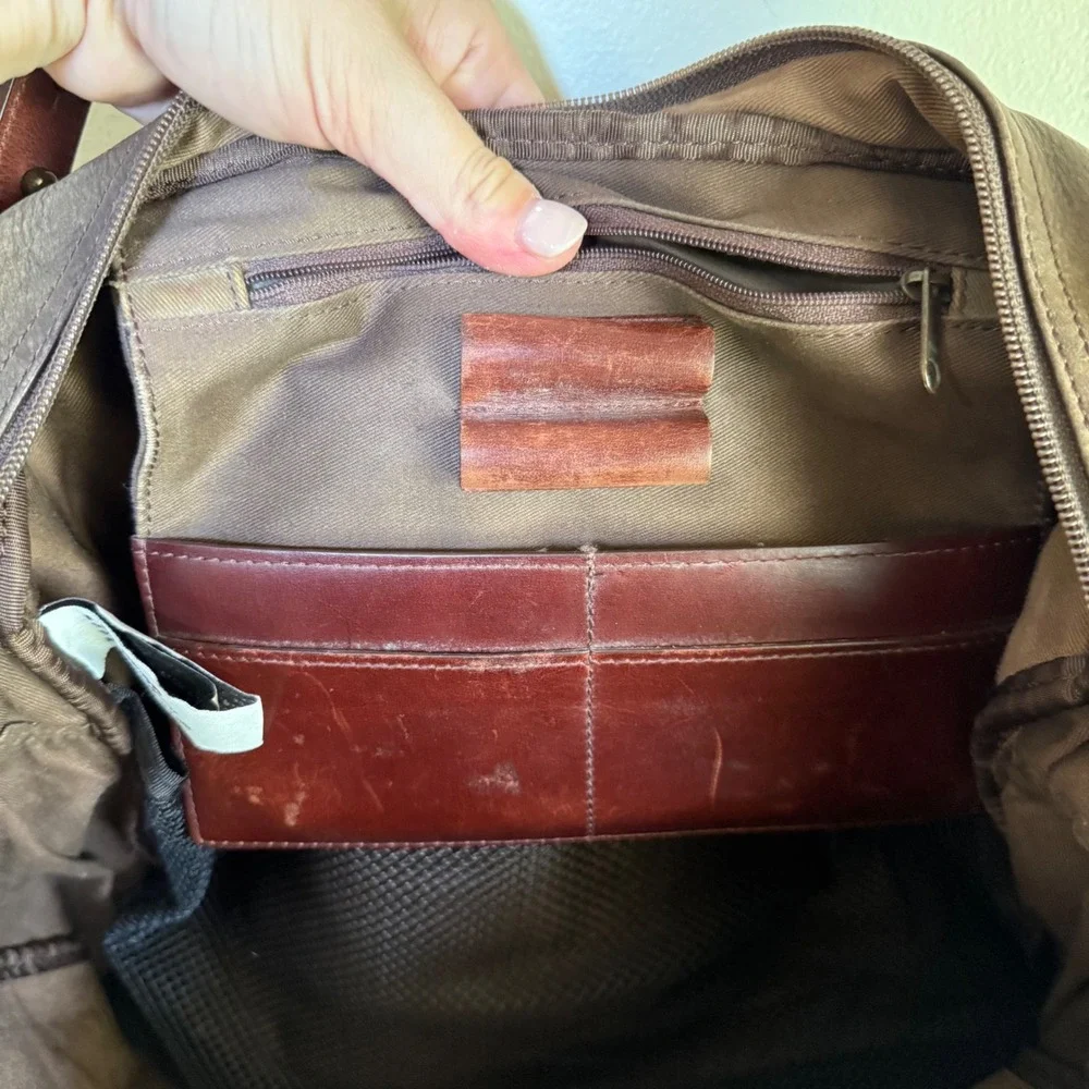 Vintage L.L. Bean Traveler Satchel Leather Briefcase Messenger Bag Large Brown
